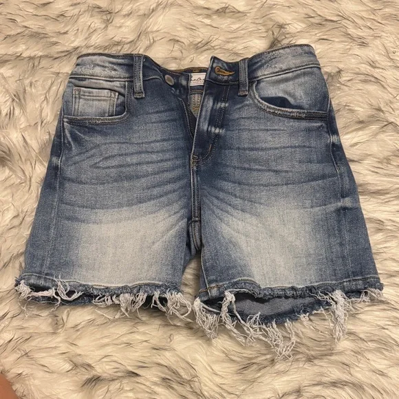 KanCan Distressed Blue Jean Shorts - Picture 1 of 4